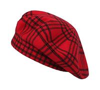 ZLYC Hiver Femmes Classique Francais Cachemire Chapeau de Béret Couche Double(Damier Rouge),Taille Unique