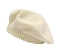 ZLYC Hiver Femmes Classique Francais Chapeau de Béret Couche Double(Couleur : Blanc uni),Taille Unique