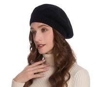 ZLYC Hiver Femmes Classique Francais Chapeau de Béret Couche Double(Couleur : Noir uni),Taille Unique