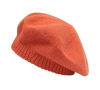 ZLYC Hiver Femmes Classique Francais Chapeau de Béret Couche Double(Orange uni),Taille Unique