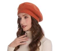 ZLYC Hiver Femmes Classique Francais Chapeau de Béret Couche Double(Orange uni),Taille Unique