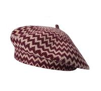 ZLYC Hiver Femmes Classique Francais Chapeau de Béret Couche Double(Rayures Rouge,Taille Unique)