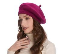 ZLYC Hiver Femmes Classique Francais Chapeau de Béret Couche Double(Rose Solide),Taille Unique