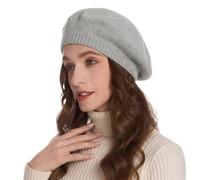 ZLYC Hiver Femmes Classique Francais Chapeau de Béret Couche Double(Uni Gris.),Taille Unique