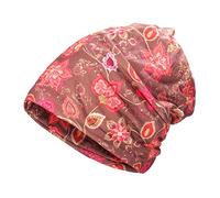 ZLYC Jersey Bonnets Mince Turban Bonnet de Nuit pour Femme Homme(Fleurs Rouges,Taille Unique)