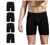 ZLYC Mens Long Box Slip sous-vêtements en Coton, 3/4 Pack (Paquet de 4 Noir, XL)