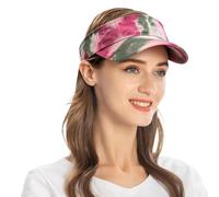 ZLYC Pare-Soleil de Sport imprimé pour Femmes et Filles, Vert Framboise Teint par nœuds, Taille Unique