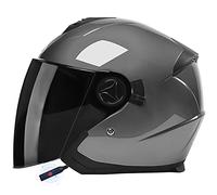 ZLYJ Casque De Moto À Visage Ouvert, Demi-Casque De Moto À Jet Bluetooth avec Double Pare-Soleil, Approuvé par La ECE, Adapté pour Les Cyclomoteurs De Croisière B,54-59cm