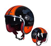 ZLYJ Casque Face Ouverte de Moto, 3/4 Demi-Casque Harley Vintage Casque Mobylette Bols Rétro Casque, pour Adulte Hommes Femmes Scooter Locomotive, ECE Homologué