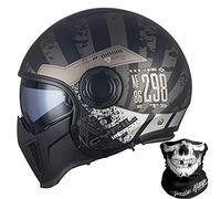 ZLYJ Casque Moto Intégral Style Allemand Casque Ouvert 3/4 avec Visière, Casques Cyclomoteur Rétro Adaptés pour Cruiser Scooter Chopper Jet Pilot Casque Homologué ECE F,Large
