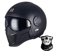 ZLYJ Casque Moto Intégral Style Allemand Casque Ouvert 3/4 avec Visière, Casques Cyclomoteur Rétro Adaptés pour Cruiser Scooter Chopper Jet Pilot Casque Homologué ECE K,Large