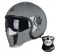 ZLYJ Casque Moto Intégral Style Allemand Casque Ouvert 3/4 avec Visière, Casques Cyclomoteur Rétro Adaptés pour Cruiser Scooter Chopper Jet Pilot Casque Homologué ECE I,X-Large, XL