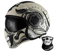 ZLYJ Casque Moto Intégral Style Allemand Casque Ouvert 3/4 avec Visière, Casques Cyclomoteur Rétro Adaptés pour Cruiser Scooter Chopper Jet Pilot Casque Homologué ECE B,Large