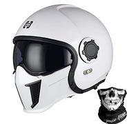 ZLYJ Casque Moto Intégral Style Allemand Casque Ouvert 3/4 avec Visière, Casques Cyclomoteur Rétro Adaptés pour Cruiser Scooter Chopper Jet Pilot Casque Homologué ECE H,Large