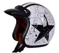 ZLYJ Rétro Moto Casque Jet, Vintage Casque Face Ouverte Harley Casque Mobylette Bols Casque avec Visière, pour Adulte Hommes Femmes Scooter Locomotive, ECE Homologué C,L