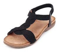 ZLZNX Compensé Sandales Eté Tressées en Corde de Chanvre Sandales Décontractées à Bout Ouvert Femmes Couleur Unie Bande élastique Talon Plat Chaussures,A,CN38