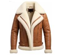 ZM ATTIRE Blouson aviateur B3 RAF pour homme, Marron - Similicuir, XXS