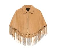 ZM ATTIRE Cape en daim à franges pour femme, Daim véritable - Marron, XS