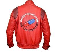 ZM ATTIRE Capsule Akira Kaneda Red Manga Veste en cuir véritable pour homme Akira Shotaro Kaneda Rouge/noir, Cuir véritable - Rouge, XS