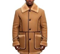 ZM ATTIRE Manteau d'hiver pour homme, trench en daim marron, Marron - Suédine, XS