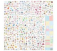 ZMaglorian 14 Feuilles Stickers Scrapbooking, 1050+ Thèmes 4 Saisons - Autocollants Brillants pour Bullet Journal, Album Photo, DIY, Cadeaux Enfants Adultes (21.5 x 16 cm)