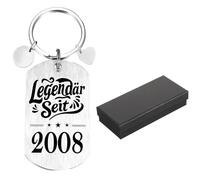 ZMaglorian Cadeau 18e Anniversaire pour Garçon Hommes, Coffret Cadeau Gravé Double Face Porte-clés pour 18 ans, Cadeau Personnel pour Fils Petit-Fils Cousin en Acier Inoxydable, Légende depuis 2008
