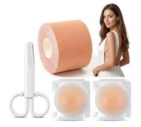 ZMaglorian Soutien gorge invisible dos nu adhésif - Set de boob tape avec 4 pastilles silicone réutilisables, remonte sein adhésif pour poitrine A-G, body tape pour robe dos nu