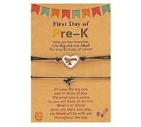 ZMANYIJEW Bracelet dinosaure pour la rentrée scolaire maman et moi - Ensemble de bracelets pour la première journée d'école - Bracelets assortis en forme de cœur - Cadeaux pour filles (pré-k)