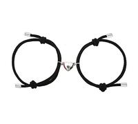 ZMANYIJEW Bracelets assortis faits à la main pour homme et femme - Corde tressée noire - Bracelets d'amitié avec croix - Aimant en forme de cœur - Attraction mutuelle - Amour éternel, 5in, Corde, Pas