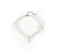 ZMANYIJEW Collier ras du cou à gros nœud pour femme avec perles, one, Acier allié, Pas de gemme