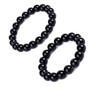 ZMANYIJEW Lot de 2 bracelets en tourmaline noire en cristal noir pour homme faits à la main en pierres précieuses naturelles, adjustable, Cristal Pierre précieuse, Pas de gemme