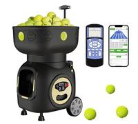 ZMAYPLUS Machine à balles de tennis, contrôlée par application, intervalle d'alimentation de 1,8 à 9 s, capacité de 120 balles, 21 points d'atterrissage, batterie de 5 heures, perceuses préprogrammées