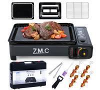 ZMC 2in1 Réchaud Gaz Réchaud + Barbecue à Gaz Avec Cartouches de Gaz, Plaque
