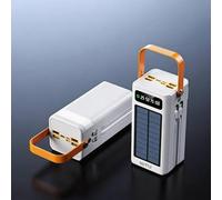 ZMC Batterie solaire 100 000 mAh, 22,5 W PD Charge rapide, 4 sorties, lampe LED, câble 3 en 1, pour iPhone et Android, blanc