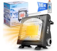 ZMC Chauffage Gaz + Réchaud Butane Camping 1,7KW, 2 en 1, Noir