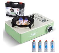 ZMC Réchaud à gaz 1 feu 3500 W avec système à 3 brûleurs et allumage piézoélectrique, réchaud de camping portable avec mallette de transport, compact et léger 1,4 kg, réchaud à gaz avec 4 gaz