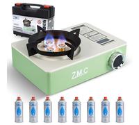 ZMC Réchaud à gaz 1 feu 3500 W avec système à 3 brûleurs et allumage piézoélectrique, réchaud de camping portable avec mallette de transport, compact et léger 1,4 kg, réchaud à gaz avec 8 gaz
