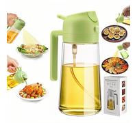 Zmcaiwsy Flacon pulvérisateur d'huile d'olive de cuisine, 2 en 1, pour verser de l'huile et du vaporisateur, 470 ml, pulvérisateur d'huile en verre de qualité alimentaire, friteuse à air, salade
