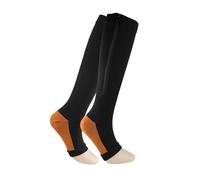 ZMCGNO 1 Paire de Bas de Contention Unisexes à Fermeture éclair for Mollets, for Hommes et Femmes, Chaussettes de Maintien Fines et Ouvertes for la Marche(Copper-Black,L-XL)