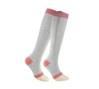 ZMCGNO 1 Paire de Bas de Contention Unisexes à Fermeture éclair for Mollets, for Hommes et Femmes, Chaussettes de Maintien Fines et Ouvertes for la Marche(Gray,S-M)