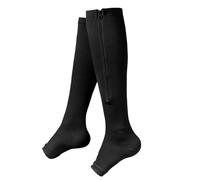 ZMCGNO 1 Paire de Bas de Contention Unisexes à Fermeture éclair for Mollets, for Hommes et Femmes, Chaussettes de Maintien Fines et Ouvertes for la Marche(Black,L-XL)