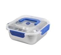 ZMCGNO Bac à légumes en acier inoxydable for le stockage des aliments, boîte lunch for nouilles et fruits, assiette épaisse for réfrigérateur, plat rectangulaire avec couvercle(1800ML,3PCS)