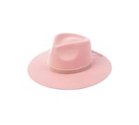 ZMCGNO Chapeau Fedora en laine élégant, haut couronne, chapeau en feutre de Jazz avec ruban en velours, nœud papillon, automne et hiver(Pink,M 57cm)