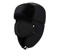 ZMCGNO Hiver Chaud Froid Épaississement Velours Hommes Femmes en Plein Air Nez Oreille Protection Coton Bomber Chapeau Peluche Coupe-Vent Masque(Black)