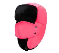ZMCGNO Hiver Chaud Froid Épaississement Velours Hommes Femmes en Plein Air Nez Oreille Protection Coton Bomber Chapeau Peluche Coupe-Vent Masque(Pink)