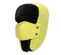 ZMCGNO Hiver Chaud Froid Épaississement Velours Hommes Femmes en Plein Air Nez Oreille Protection Coton Bomber Chapeau Peluche Coupe-Vent Masque(Yellow)