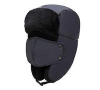 ZMCGNO Hiver Chaud Froid Épaississement Velours Hommes Femmes en Plein Air Nez Oreille Protection Coton Bomber Chapeau Peluche Coupe-Vent Masque(Grey)