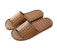 ZMCGNO Hommes femmes bambou rotin herbe été maison amoureux paille tapis pantoufles intérieur épaissi résineux plancher sandales(3,40-41)