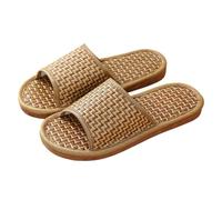 ZMCGNO Hommes femmes bambou rotin herbe été maison amoureux paille tapis pantoufles intérieur épaissi résineux plancher sandales(2,38-39)