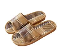 ZMCGNO Hommes femmes bambou rotin herbe été maison amoureux paille tapis pantoufles intérieur épaissi résineux plancher sandales(4,40-41)